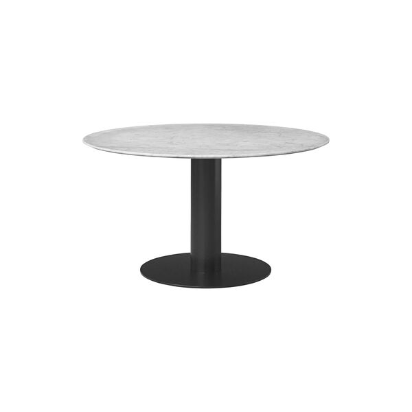 GUBI 2.0 Round Dining Table, white carrara marble/black, GUBI