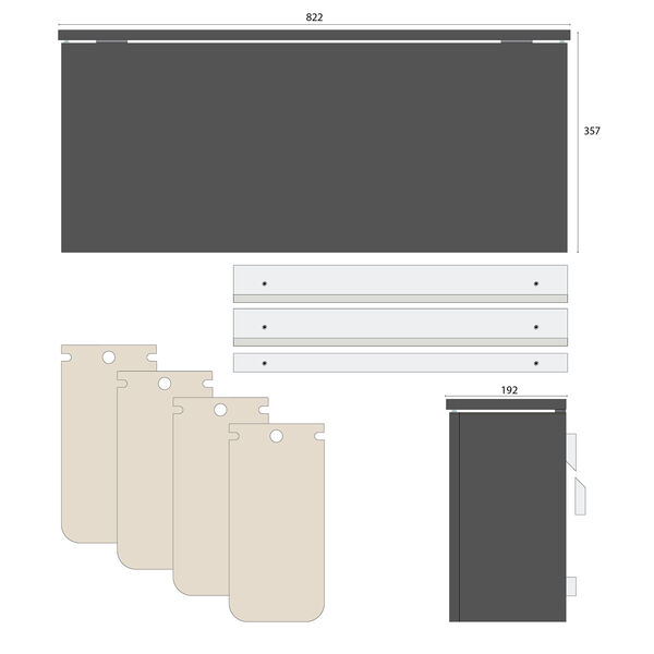 SORTED Standard Wide Waste Sorting, carbon grey, DesignLife