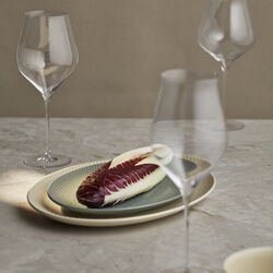 Rhombe Earth Oval serving dish, moss, Lyngby Porcelæn