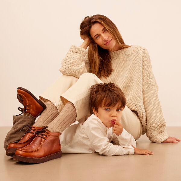 Apron Toe With Contrast Stitching, cognac, ANGULUS