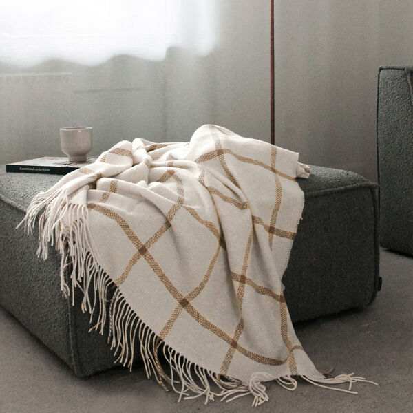 Tartan Throw, ivory, ELVANG