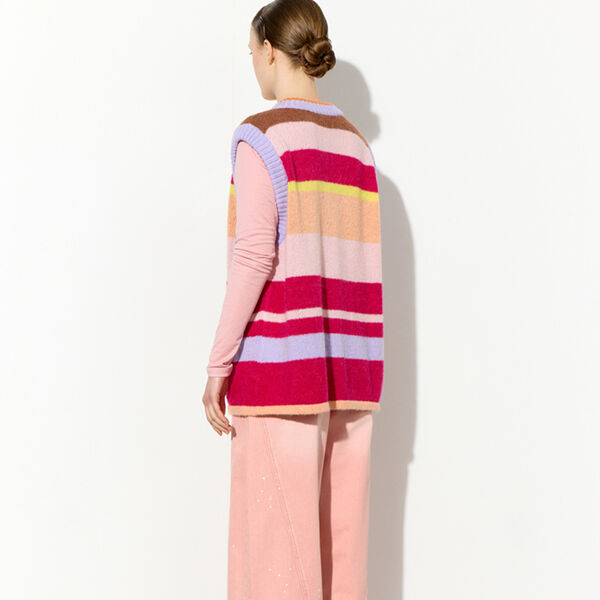 Tallulah Knit Vest, peach stripes, HUNK&Oslash;N