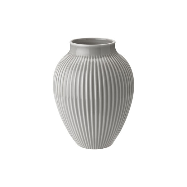Knabstrup Vase with Grooves, grey Knabstrup Vase with Grooves, grey, Knabstrup Keramik