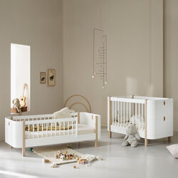 Wood Mini+ Sibling Kit (Additional Parts To Mini+ Cot Bed incl. Junior Kit, white/oak & white), Oliver Furniture
