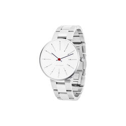 Bankers Wrist Watch, white/steel/steel, Arne Jacobsen Watches