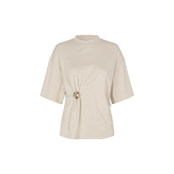 Enora Brooch Tee, soft beige, Second Female
