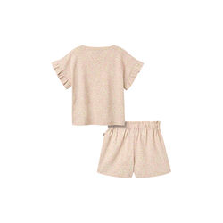 Set T-shirt & Shorts Ally, coral flowers, Wheat