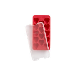 Heart Ice Cube Tray with Lid, red, Lékué