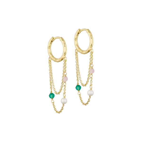 Cammi hoops w. chains, multi coloured stones, Pure by Nat