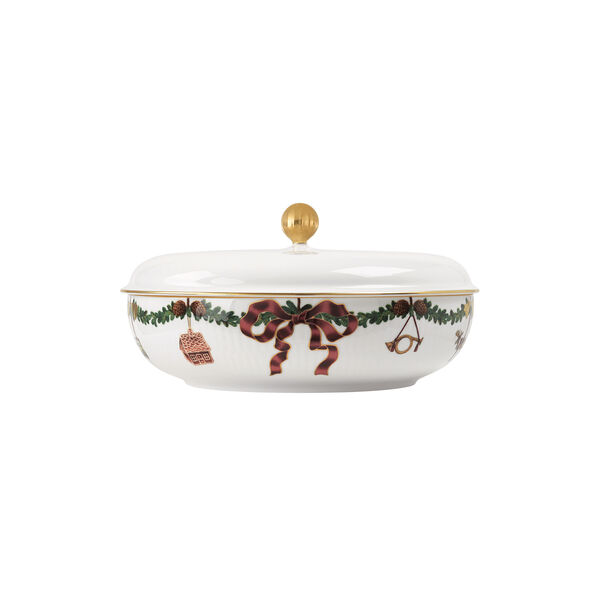 Star Fluted Christmas Bowl with Lid 21 cm, Royal Copenhagen