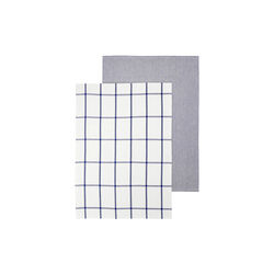 TAULO Squared Tea towel set of 2, white/mazarine blue, Blomus