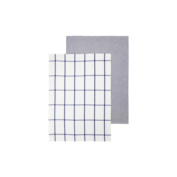 TAULO Squared Tea towel set of 2, white/mazarine blue, Blomus