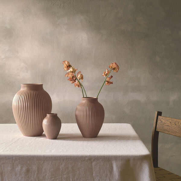 Knabstrup vase ripple, mat dusty rose Knabstrup vase ripple, mat dusty rose, Knabstrup Keramik
