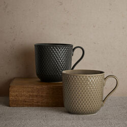 Rhombe Earth Mug with handle, slate, Lyngby Porcel&aelig;n