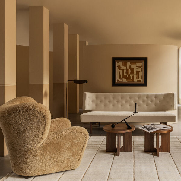 The Tired Man Lounge Chair & Ottoman | Dark Stained Oak/Honey, Audo Copenhagen