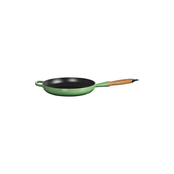 Signature cast iron frying pan with wooden handle &Oslash; 28 cm, bamboo green, Le Creuset
