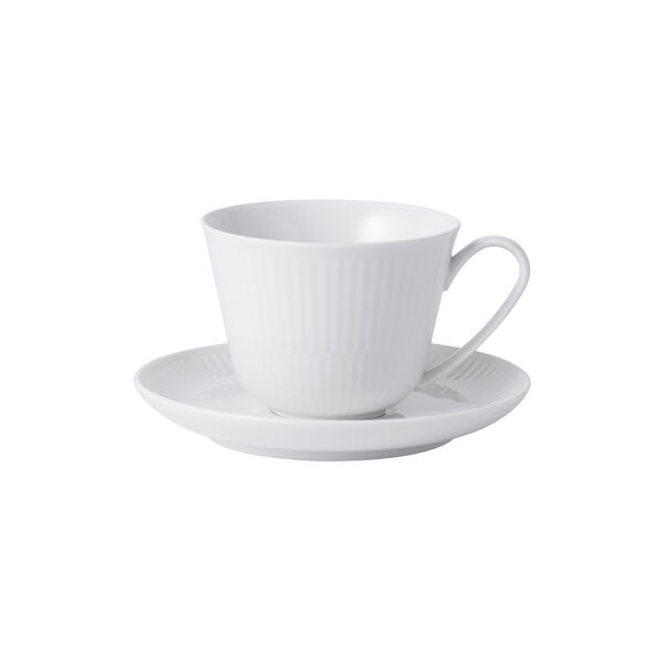 White Fluted Cup with Saucer 24 cl White Fluted Cup with Saucer 24 cl, Royal Copenhagen
