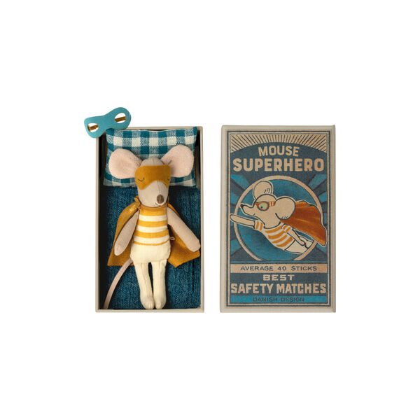 Little Brother Super Hero Mouse in a Matchbox, Maileg