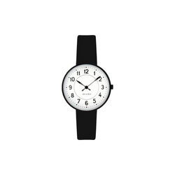 Station Wrist Watch, white/black/black, Arne Jacobsen Watches