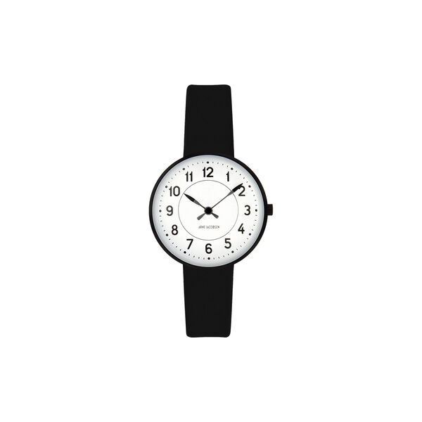 Station Wrist Watch, white/black/black, Arne Jacobsen Watches