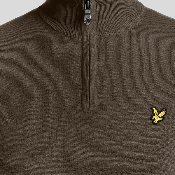 Cotton Merino Quarter Zip Jumper, espresso, Lyle & Scott