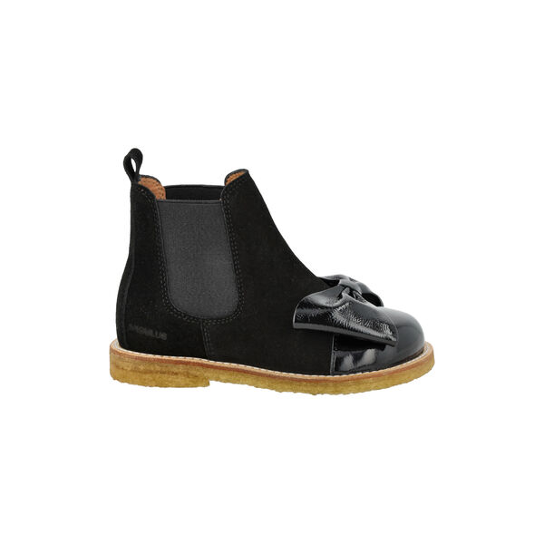 Spacious Chelsea Boot, black/black elastic, ANGULUS