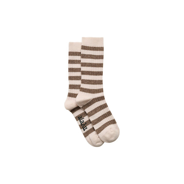 Striped Cashmere Sock, mix beige Striped Cashmere Sock, mix beige, Aiayu