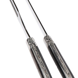 Carving Set, black horn, Laguiole Tradition