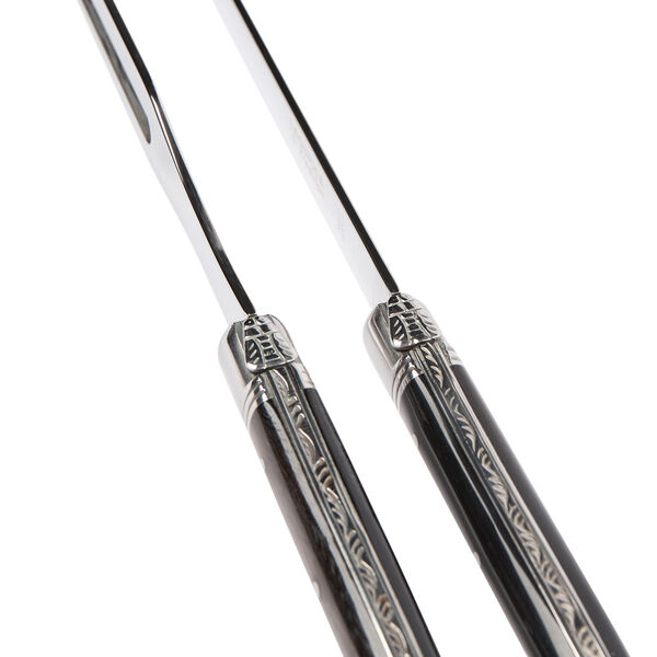 Carving Set, black horn, Laguiole Tradition