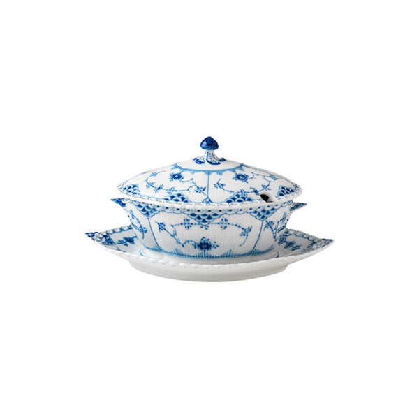 Blue Fluted Full Lace sauce bowl on foot, Royal Copenhagen
