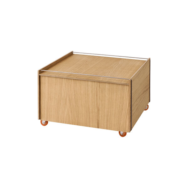 Storage Chest w. Wheels and Lid | Oiled Oak/Stainless Steel, MOEBE