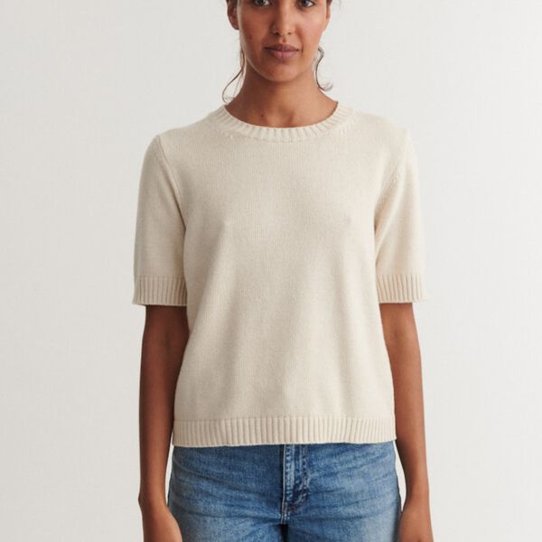 Cady SS O-neck, natural melange, Basic Apparel