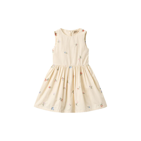 Dress Thelma, ivory embroidery flowers, Wheat