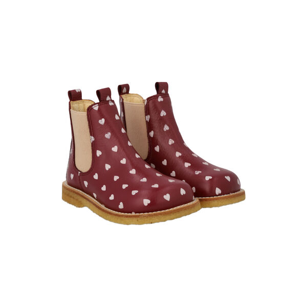 Classic Chelsea Boot, berry hearts/rose elastic, ANGULUS