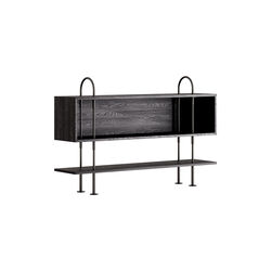 Keen Shelving, black brass/ash veneer, GUBI