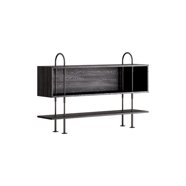Keen Shelving, black brass/ash veneer, GUBI