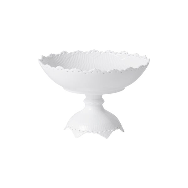 White Fluted Full Lace Bowl on Foot, Royal Copenhagen