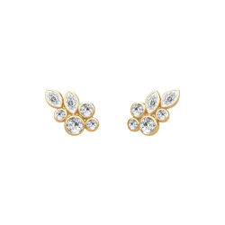 White Wisteria Earstud, gold/clear, Julie Sandlau