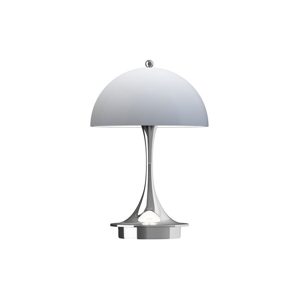 Panthella 160 Portable Table Lamp, chrome opal grey, Louis Poulsen