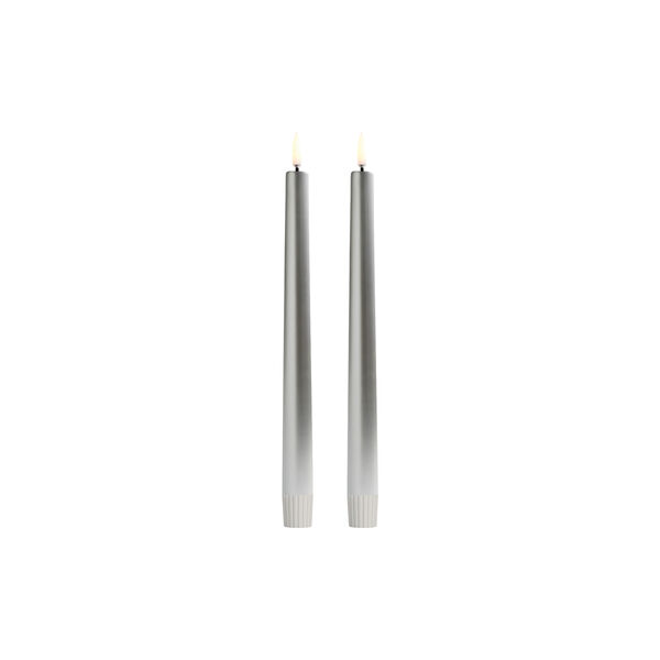 LED Smooth taper candle 2 pcs | H 25 | Silver finish, Uyuni Lighting