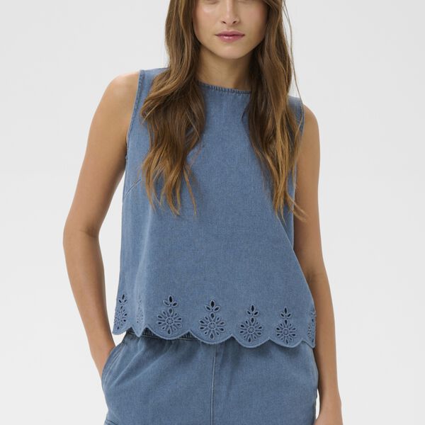 RozlynnSZ Blouse, medium blue denim, Saint Tropez