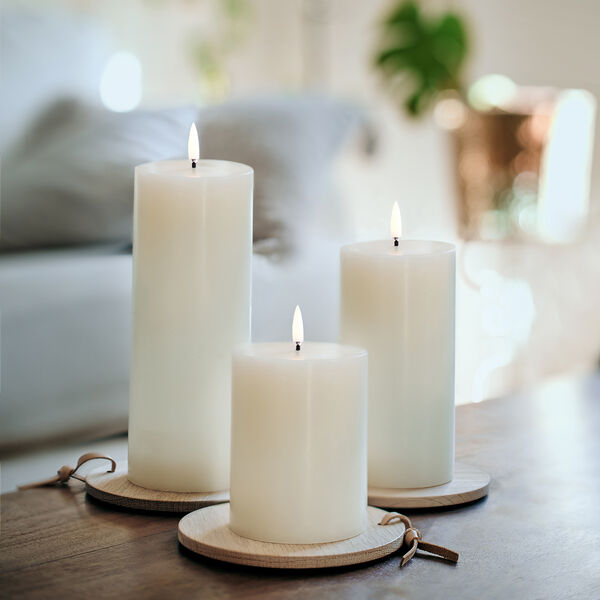 LED Pillar Candle 10 cm, nordic white, Uyuni Lighting
