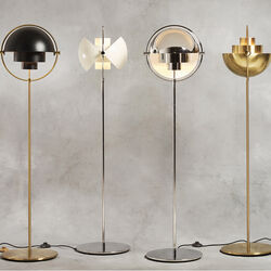 Multi-Lite Floor Lamp, black semi matt/brass, GUBI