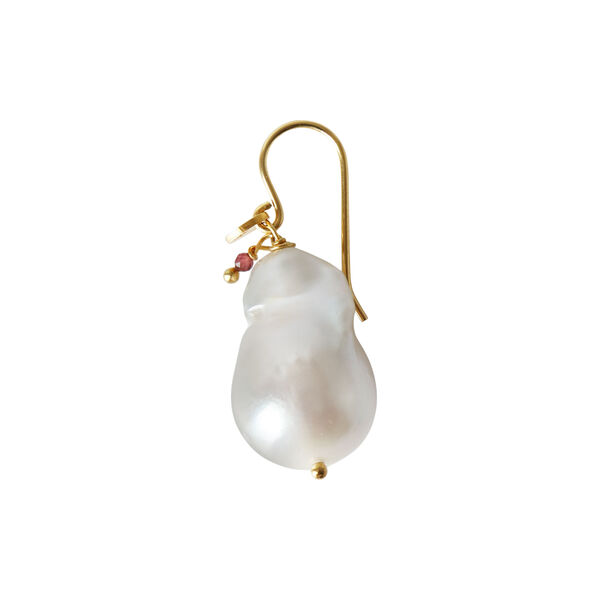 Baroque Pearl Earring with Gemstone Single, gold, Stine A Jewelry