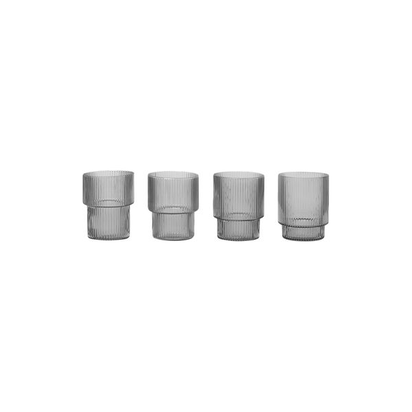 Ripple Glasses 4 pcs, smoked grey Ripple Glasses 4 pcs, smoked grey, ferm LIVING