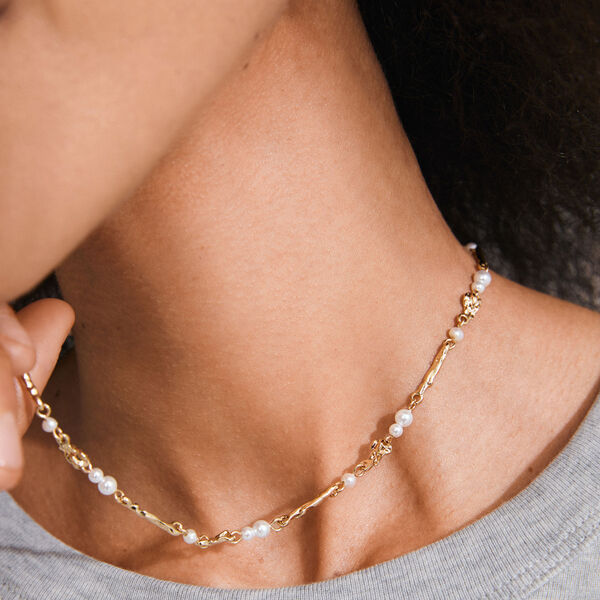 SLOAN pearl necklace, gold plated, Pilgrim