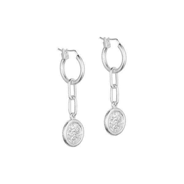 Amelia chain earrings w. pendant, silver plated, Pure by Nat