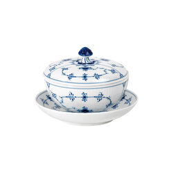 Blue Fluted Plain Bowl with Lid and Saucer 38 cl, Royal Copenhagen