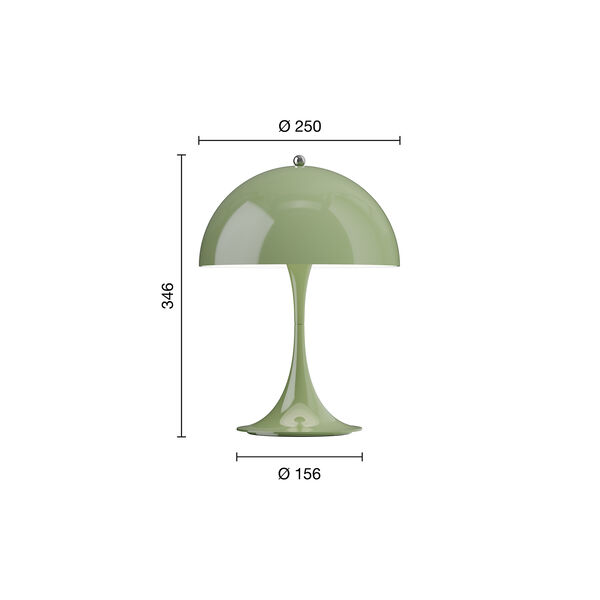 Panthella 250 Portable Table Lamp, opaque moss green, Louis Poulsen
