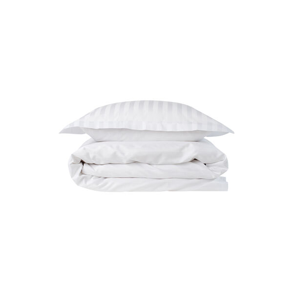 Sateen Woven Wide Striped Bed Linen, white, Geismars Væverier